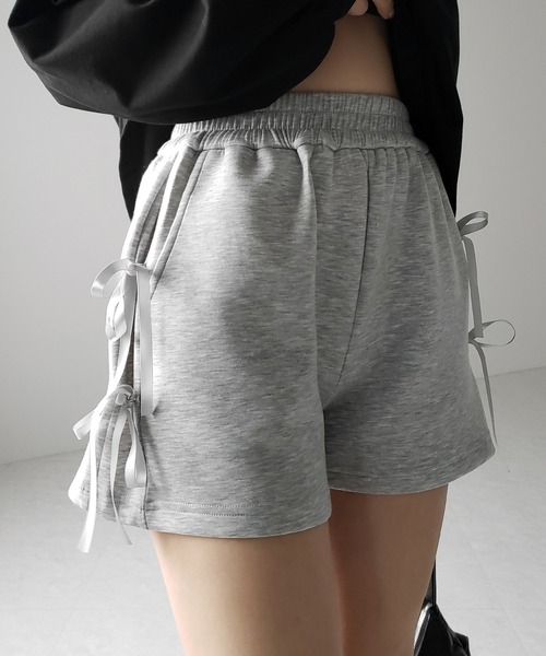 me+em select(ミームセレクト)の「【 2color 】サイドリボンスウェットショートパンツ/ side ribbon sweat short pants ※※(スウェットパンツ・レディース・グレー/ブラック・FREE)」の15枚目の写真