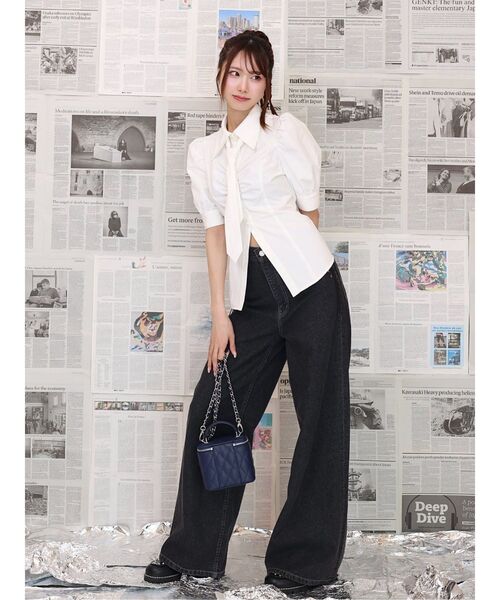 EATME（イートミー）の「ネクタイ付シャツ（シャツ/ブラウス・レディース・ブラウン/グレー/オフホワイト・FREE）」の11枚目の写真