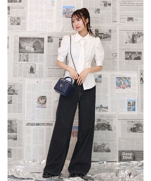 EATME（イートミー）の「ネクタイ付シャツ（シャツ/ブラウス・レディース・ブラウン/グレー/オフホワイト・FREE）」の12枚目の写真