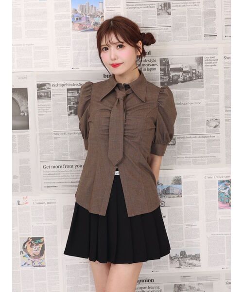 EATME（イートミー）の「ネクタイ付シャツ（シャツ/ブラウス・レディース・ブラウン/グレー/オフホワイト・FREE）」の13枚目の写真