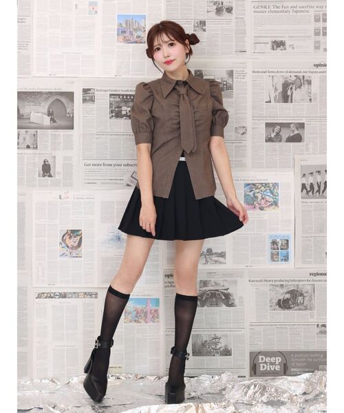 EATME（イートミー）の「ネクタイ付シャツ（シャツ/ブラウス・レディース・ブラウン/グレー/オフホワイト・FREE）」の16枚目の写真