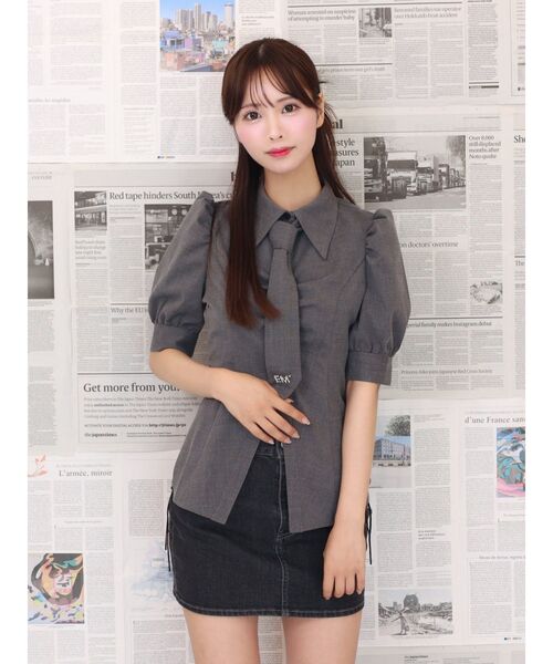 EATME（イートミー）の「ネクタイ付シャツ（シャツ/ブラウス・レディース・ブラウン/グレー/オフホワイト・FREE）」の19枚目の写真