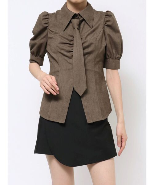 EATME（イートミー）の「ネクタイ付シャツ（シャツ/ブラウス・レディース・ブラウン/グレー/オフホワイト・FREE）」の4枚目の写真