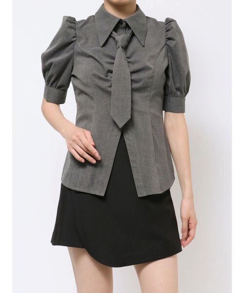 EATME（イートミー）の「ネクタイ付シャツ（シャツ/ブラウス・レディース・ブラウン/グレー/オフホワイト・FREE）」の5枚目の写真