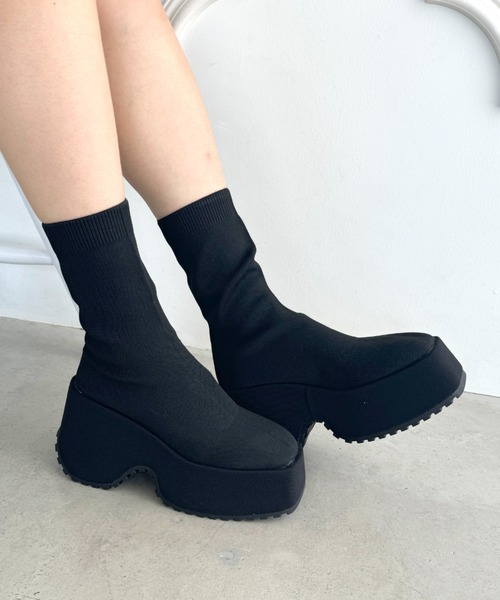 セール】ボリュームソールソックスブーツ（ブーツ）｜Loueme