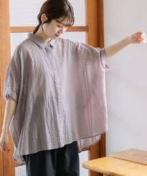 ＜made in INDIA＞シアサッカーストライプドルマンシャツ