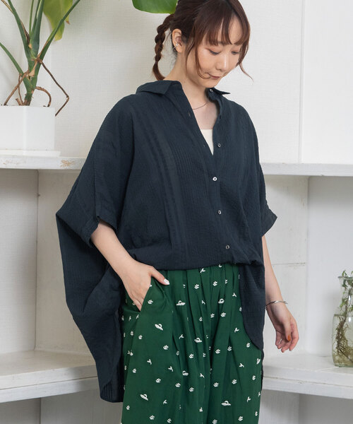 POU DOU DOU（プードゥドゥ）の「＜made in INDIA＞シアサッカーストライプドルマンシャツ（シャツ/ブラウス・レディース・ライトブルー/ラベンダー/ネイビー・M）」の3枚目の写真