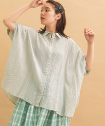 ＜made in INDIA＞シアサッカーストライプドルマンシャツ