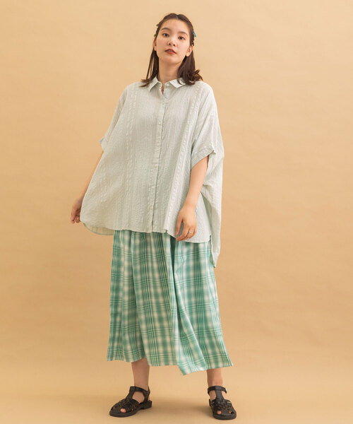 POU DOU DOU（プードゥドゥ）の「＜made in INDIA＞シアサッカーストライプドルマンシャツ（シャツ/ブラウス・レディース・ライトブルー/ラベンダー/ネイビー・M）」の9枚目の写真