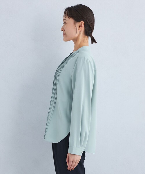green label relaxing（グリーンレーベルリラクシング）の「ピンタック スタンド ネック ブラウス（シャツ/ブラウス・レディース・ブラック/ホワイト/ライム・FREE）」の11枚目の写真