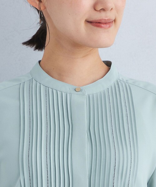 green label relaxing（グリーンレーベルリラクシング）の「ピンタック スタンド ネック ブラウス（シャツ/ブラウス・レディース・ブラック/ホワイト/ライム・FREE）」の13枚目の写真