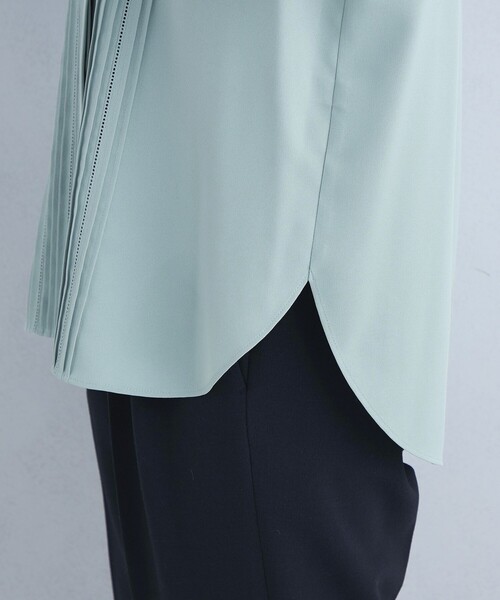 green label relaxing（グリーンレーベルリラクシング）の「ピンタック スタンド ネック ブラウス（シャツ/ブラウス・レディース・ブラック/ホワイト/ライム・FREE）」の15枚目の写真