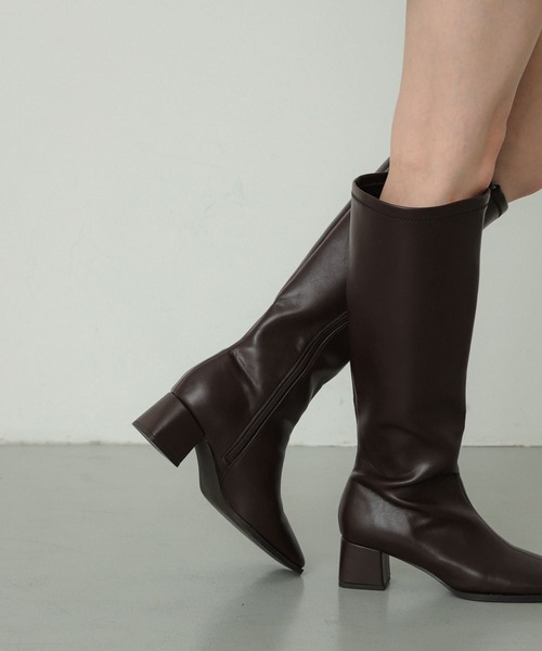 SENSE OF PLACE by URBAN RESEARCH（センスオブプレイスバイアーバンリサーチ）の「『消臭』スクエアトゥストレッチロングブーツ（ブーツ・レディース・ブラック/ブラウン・SMALL/MEDIUM/LARGE）」の19枚目の写真