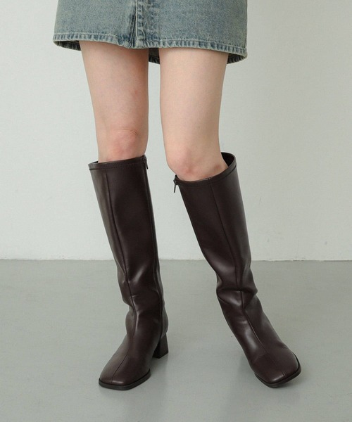 定価21780円アーバンリサーチ　レザーロングブーツ　新品未使用 セール】『消臭』スクエアトゥストレッチロングブーツ（ブーツ