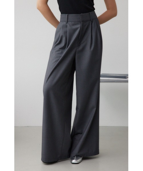 AZUL by moussy（アズールバイマウジー）の「2タックワイドトラウザーズパンツ（スラックス・レディース・ブラック/グレー・SMALL/MEDIUM）」の2枚目の写真