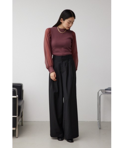 AZUL by moussy（アズールバイマウジー）の「2タックワイドトラウザーズパンツ（スラックス・レディース・ブラック/グレー・SMALL/MEDIUM）」の11枚目の写真