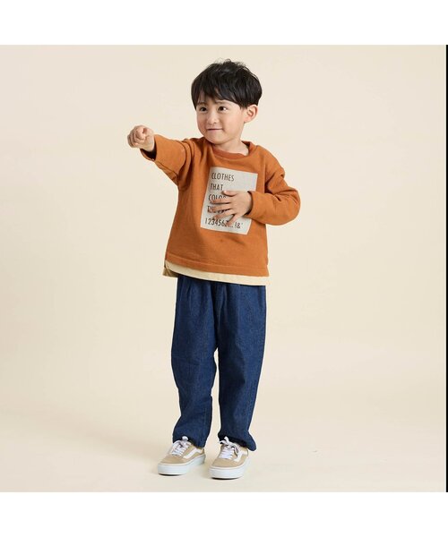 Seraph（セラフ）の「オーバーサイドラインテーパードデニムパンツ（デニムパンツ・キッズ・ブルー/ネイビー・80/90/100/110/120/130/140）」の3枚目の写真