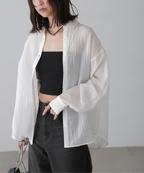 FREE'S MART（フリーズマート）の「ワッシャービッグシャツ（シャツ/ブラウス・レディース・ブルー/グレー/パープル/ホワイト・FREE）」の2枚目の写真