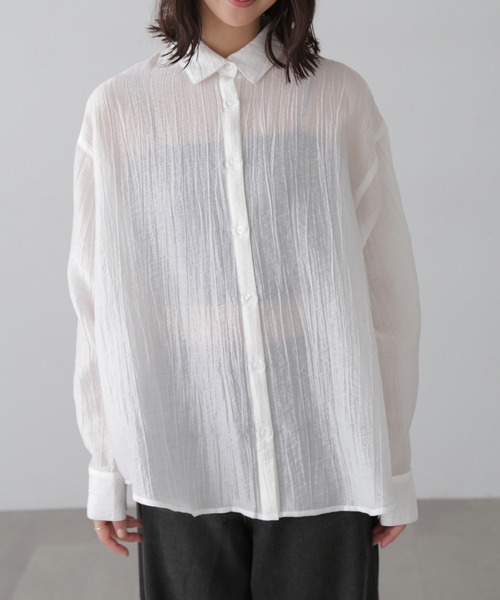 FREE'S MART（フリーズマート）の「ワッシャービッグシャツ（シャツ/ブラウス・レディース・ブルー/グレー/パープル/ホワイト・FREE）」の9枚目の写真