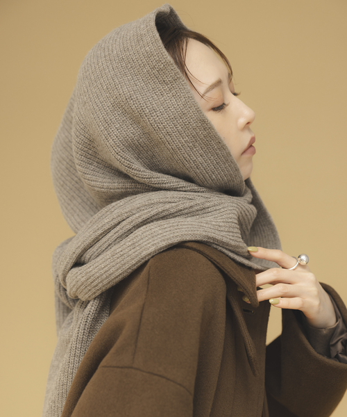 JOURNAL STANDARD（ジャーナルスタンダード）の「フーディマフラー（マフラー・レディース・ブラック/ベージュ・FREE）」の2枚目の写真