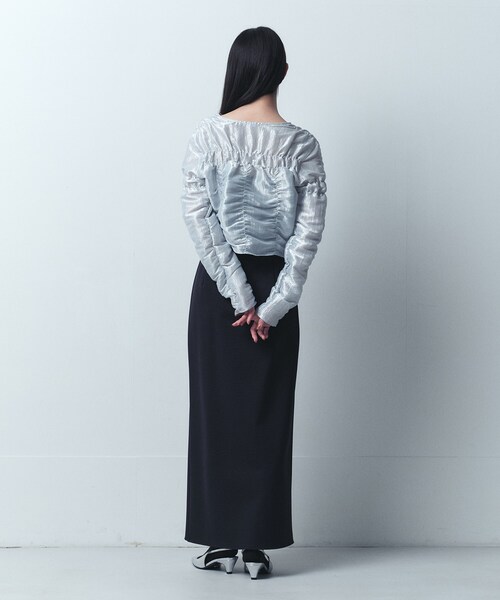 CODE A（コードエー）の「gathered shiny blouse（シャツ/ブラウス・レディース・ブラック/ライトブルー/ライトグレー・00）」の9枚目の写真