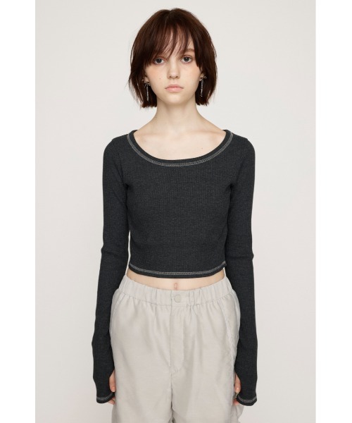 SLY（スライ）の「【2サイズ展開】CUT RIB BASIC TOPS カット リブ ベーシック トップス（Tシャツ/カットソー・レディース・杢グレー/レッド系その他/ライトブラック/ブラウン系その他2・1/2）」の8枚目の写真