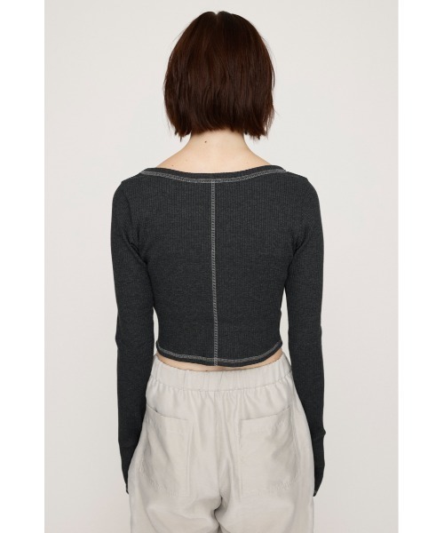 SLY（スライ）の「【2サイズ展開】CUT RIB BASIC TOPS カット リブ ベーシック トップス（Tシャツ/カットソー・レディース・杢グレー/レッド系その他/ライトブラック/ブラウン系その他2・1/2）」の10枚目の写真