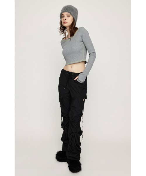 SLY（スライ）の「【2サイズ展開】CUT RIB BASIC TOPS カット リブ ベーシック トップス（Tシャツ/カットソー・レディース・杢グレー/レッド系その他/ライトブラック/ブラウン系その他2・1/2）」の12枚目の写真