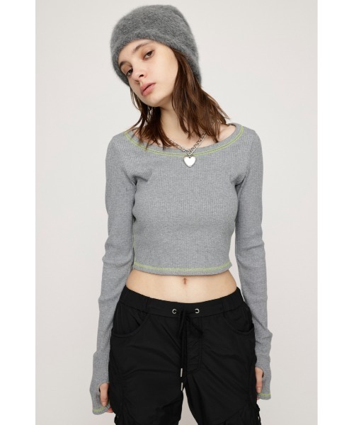 SLY（スライ）の「【2サイズ展開】CUT RIB BASIC TOPS カット リブ ベーシック トップス（Tシャツ/カットソー・レディース・杢グレー/レッド系その他/ライトブラック/ブラウン系その他2・1/2）」の13枚目の写真