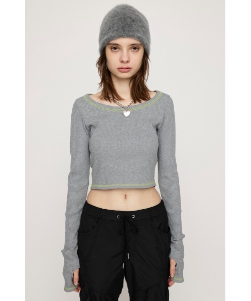 SLY（スライ）の「【2サイズ展開】CUT RIB BASIC TOPS カット リブ ベーシック トップス（Tシャツ/カットソー・レディース・杢グレー/レッド系その他/ライトブラック/ブラウン系その他2・1/2）」の15枚目の写真