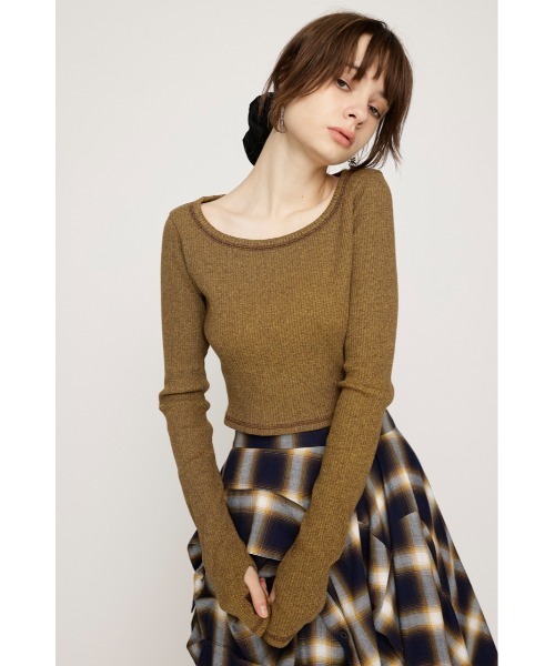 SLY（スライ）の「【2サイズ展開】CUT RIB BASIC TOPS カット リブ ベーシック トップス（Tシャツ/カットソー・レディース・杢グレー/レッド系その他/ライトブラック/ブラウン系その他2・1/2）」の18枚目の写真