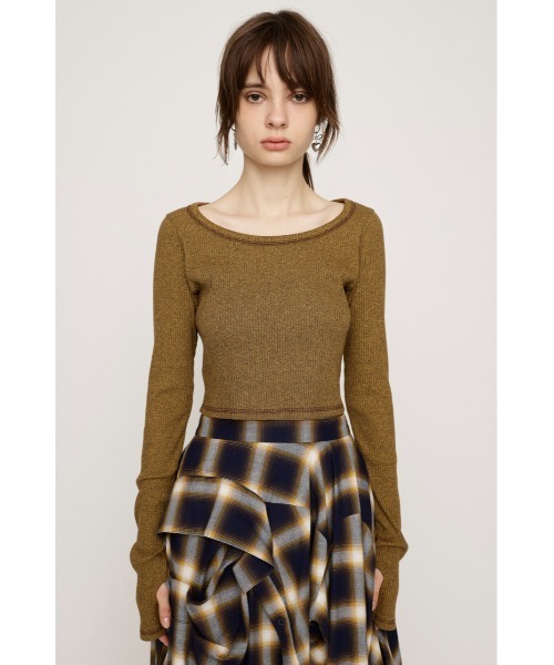 SLY（スライ）の「【2サイズ展開】CUT RIB BASIC TOPS カット リブ ベーシック トップス（Tシャツ/カットソー・レディース・杢グレー/レッド系その他/ライトブラック/ブラウン系その他2・1/2）」の21枚目の写真