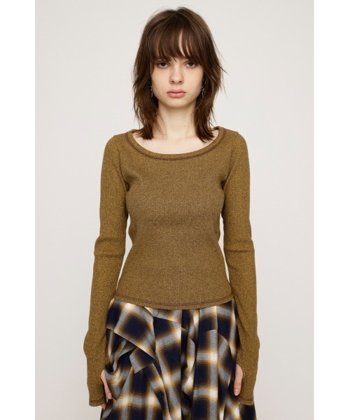 SLY（スライ）の「【2サイズ展開】CUT RIB BASIC TOPS カット リブ ベーシック トップス（Tシャツ/カットソー・レディース・杢グレー/レッド系その他/ライトブラック/ブラウン系その他2・1/2）」の20枚目の写真