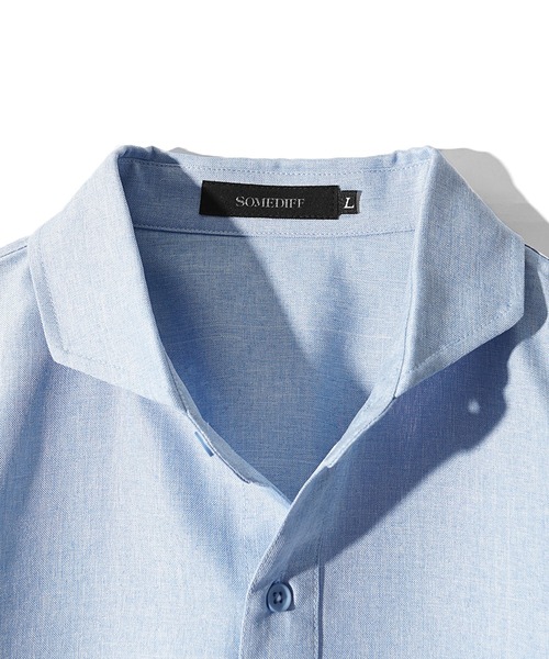 SOMEDIFF（サムディフ）の「【SOMEDIFF】 リネンライク半袖シャツ メンズ レギュラーカラーシャツ 夏服（シャツ/ブラウス・メンズ・オレンジ/ブラック/ブルー・M/L/XL）」の12枚目の写真