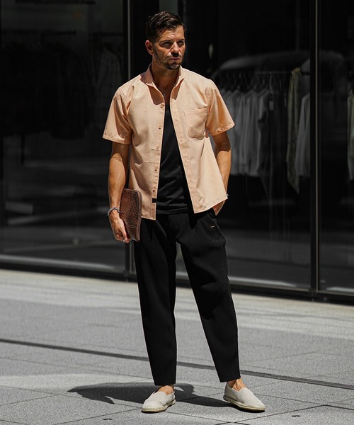 SOMEDIFF（サムディフ）の「【SOMEDIFF】 リネンライク半袖シャツ メンズ レギュラーカラーシャツ 夏服（シャツ/ブラウス・メンズ・オレンジ/ブラック/ブルー・M/L/XL）」の19枚目の写真