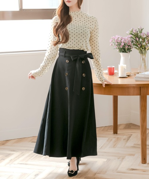 Julia Boutique(ジュリアブティック)の「選べるドット柄・花柄 フロッキー加工 シアーカットソートップス(Tシャツ/カットソー・レディース・ブラック系2/ブラック系1/ホワイト・ONE)」の15枚目の写真