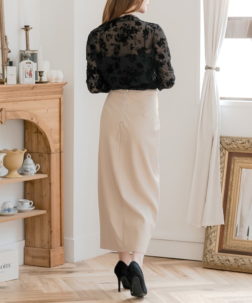 美品　FUZZI　フッチ　伊製　花柄　フロッキー加工　ネットカットソー　トップス 美品FUZZIフッチ伊製花柄フロッキー加工ネットカットソートップス