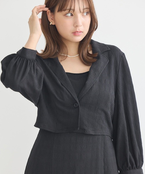 earth music&ecology（アースミュージックアンドエコロジー）の「SET2点ジャカードシャツ+キャミドレ（ワンピース・レディース・ブラック/モカ/ブルー・FREE）」の19枚目の写真