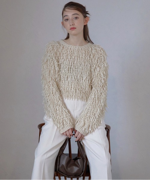 MINERTE(ミネルテ)の「【MINERTE】loop twist knit / ループツイストプルオーバー(ニット/セーター・レディース・ライトブラック/アイボリー・FREE)」の3枚目の写真