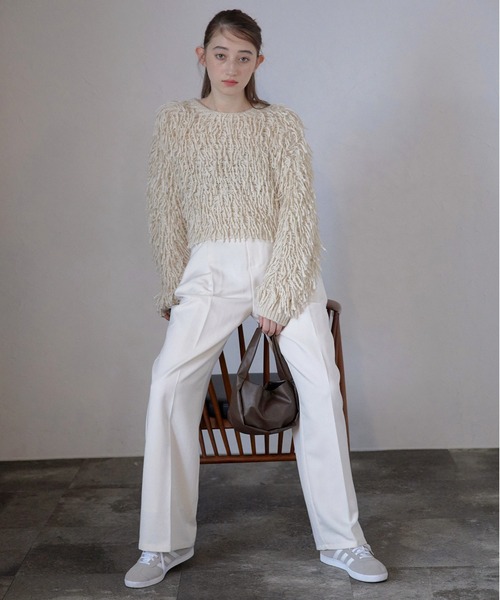 MINERTE(ミネルテ)の「【MINERTE】loop twist knit / ループツイストプルオーバー(ニット/セーター・レディース・ライトブラック/アイボリー・FREE)」の4枚目の写真