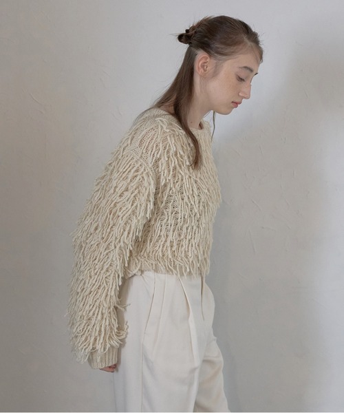 MINERTE(ミネルテ)の「【MINERTE】loop twist knit / ループツイストプルオーバー(ニット/セーター・レディース・ライトブラック/アイボリー・FREE)」の5枚目の写真