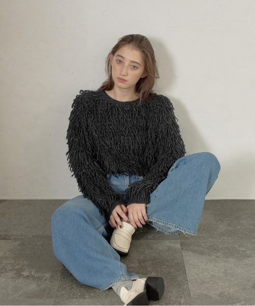 MINERTE(ミネルテ)の「【MINERTE】loop twist knit / ループツイストプルオーバー(ニット/セーター・レディース・ライトブラック/アイボリー・FREE)」の17枚目の写真