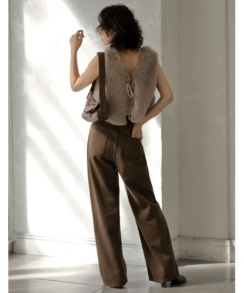 Re:EDIT（リエディ）の「前後2WAYフェイクファーベスト（ダウンベスト・レディース・ベージュ/ブラック/グレー・MEDIUM/LARGE）」の6枚目の写真