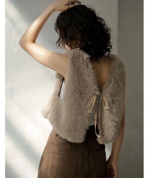 セール】前後2WAYフェイクファーベスト（ダウンベスト）｜Re