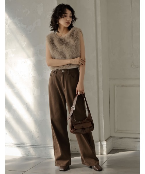 Re:EDIT（リエディ）の「前後2WAYフェイクファーベスト（ダウンベスト・レディース・ベージュ/ブラック/グレー・MEDIUM/LARGE）」の4枚目の写真