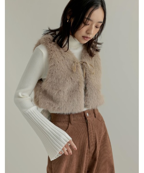 FILA フェイクファー フード付きベスト S ブラウン FILA フェイクファー フード付きベスト S ブラウン 楽天市場