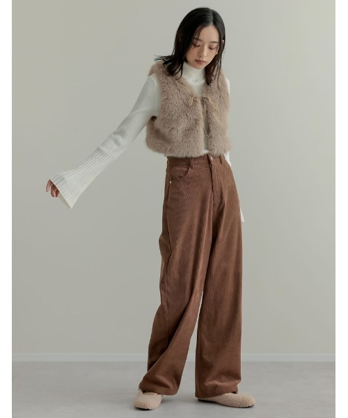 Re:EDIT（リエディ）の「前後2WAYフェイクファーベスト（ダウンベスト・レディース・ベージュ/ブラック/グレー・MEDIUM/LARGE）」の22枚目の写真