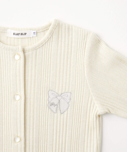 SLAP SLIP（スラップスリップ）の「キラキラ袖リボンパッチ刺しゅうカーディガン(90~140cm)（カーディガン/ボレロ・キッズ・オフホワイト/グレー/パープル・90cm/110cm/100cm/120cm/140cm/130cm）」の11枚目の写真
