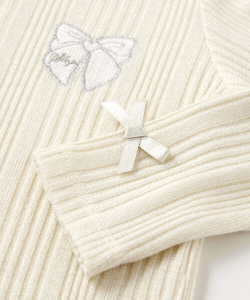 SLAP SLIP（スラップスリップ）の「キラキラ袖リボンパッチ刺しゅうカーディガン(90~140cm)（カーディガン/ボレロ・キッズ・オフホワイト/グレー/パープル・90cm/110cm/100cm/120cm/140cm/130cm）」の13枚目の写真