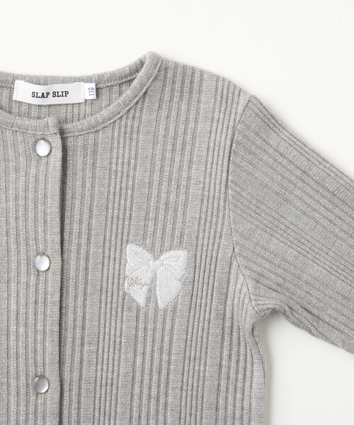 SLAP SLIP（スラップスリップ）の「キラキラ袖リボンパッチ刺しゅうカーディガン(90~140cm)（カーディガン/ボレロ・キッズ・オフホワイト/グレー/パープル・90cm/110cm/100cm/120cm/140cm/130cm）」の16枚目の写真
